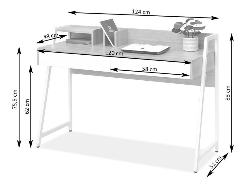 PC stol Rigielo (crni hrast + crna)