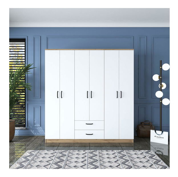 Ormar za garderobu Bastet 115 (orah + bijela)