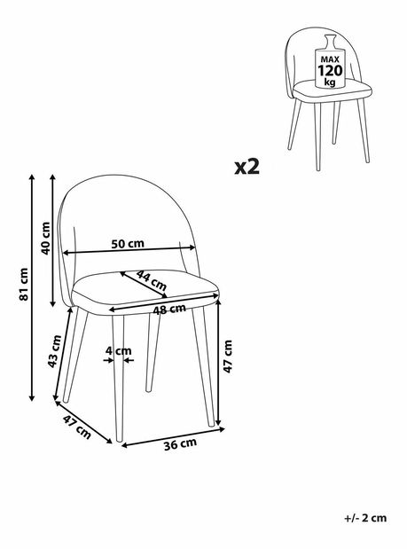 Set 2 buc. scaune pentru sufragerie Visla (negru)