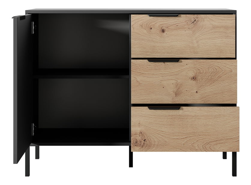 Komoda Rastafa D3S (dub artisan + čierna)