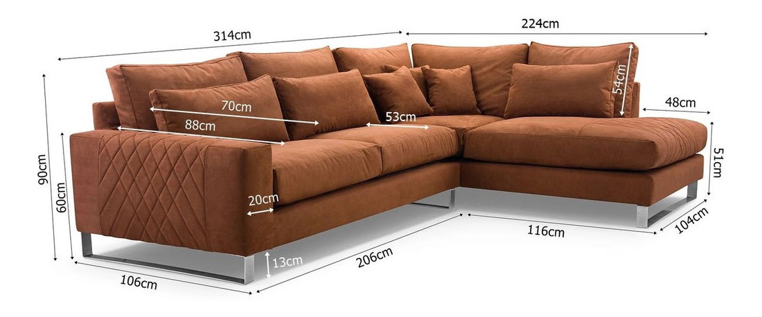 Rohová sedačka Cristal (sivá) (P)