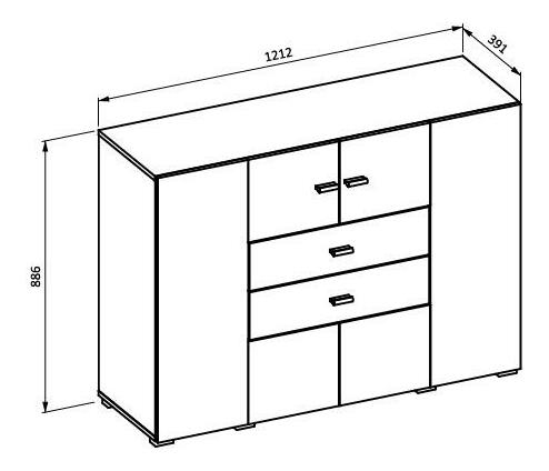 Komoda Cobie Typ 43 (lesk biely + dub wotan)