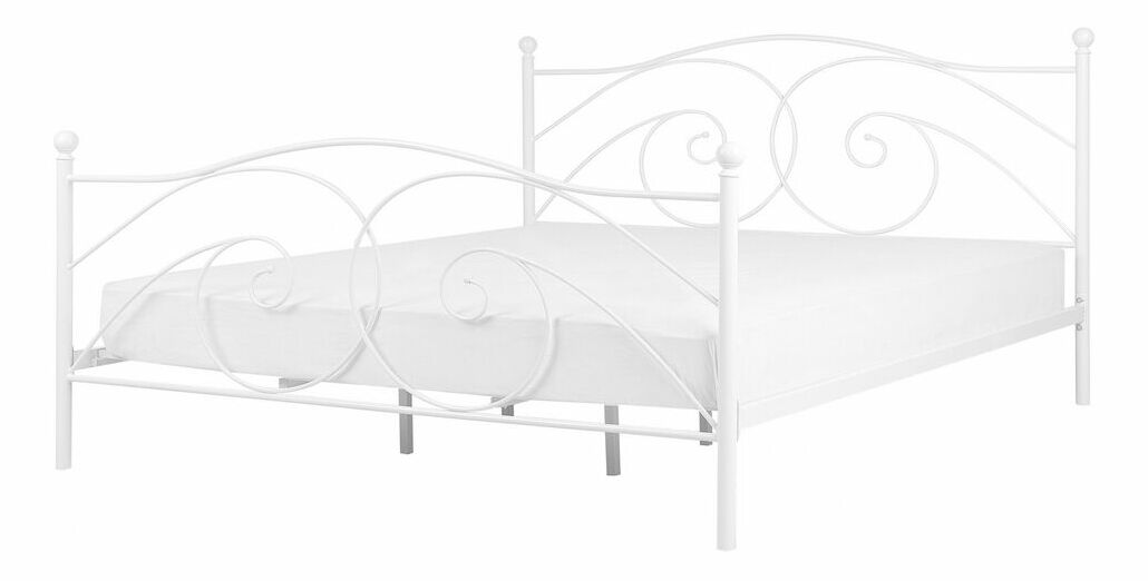 Pat matrimonial 140 cm DIROU (cu somieră) (alb)