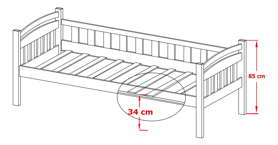 Dječji krevet 80 x 180 cm Tobie (s podnicom i prostorom za odlaganje) (borovina)