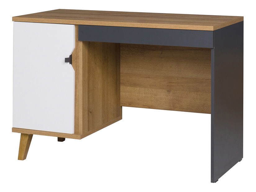 PC asztal Mimone PC (arany tölgy + matt fehér + grafit)