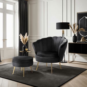 Kreslo Guarida (čierna) (s taburetkou)