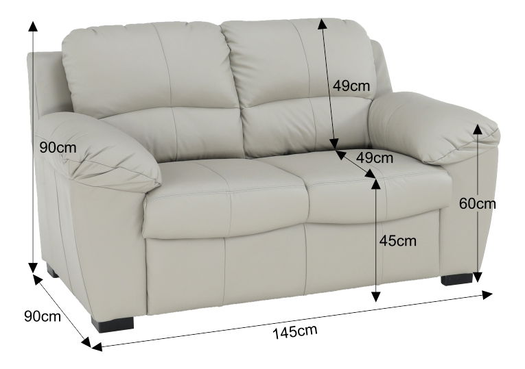 Bőr kétszemélyes kanapé Danilo (145 cm)