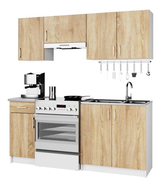 Kuchynská zostava 180 cm Lula TYP1 (biela + dub sonoma)
