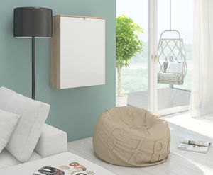 Masă PC Harby stejar sonoma deschis + alb lucios