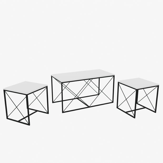 Set 3 măsuțe cafea Defenella (alb + negru)