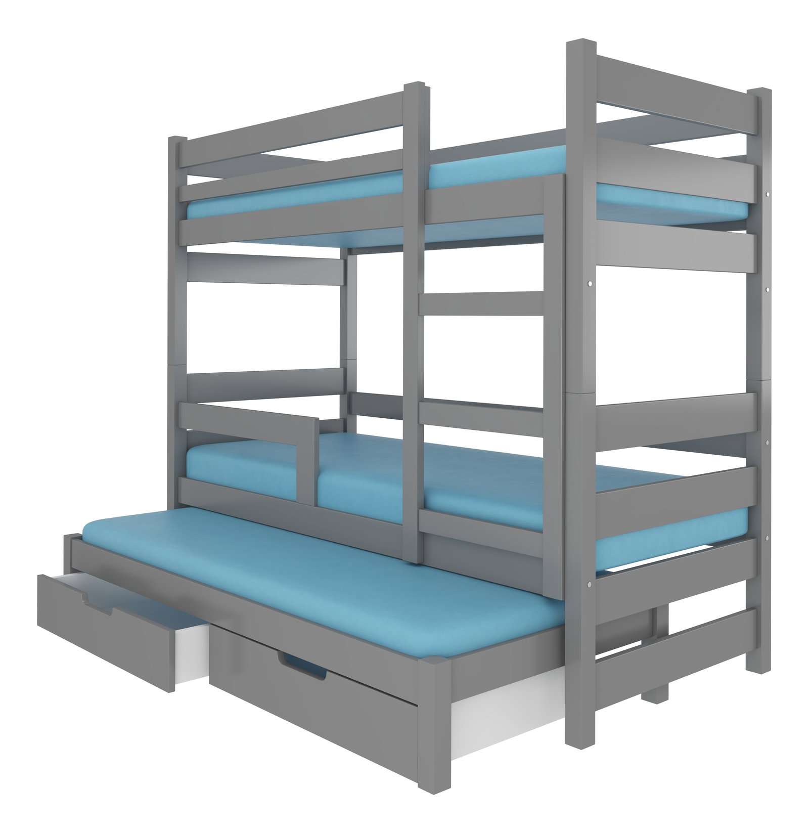 Poschodová detská posteľ 180x75 cm Karin (s roštom a matracom) (sivá)