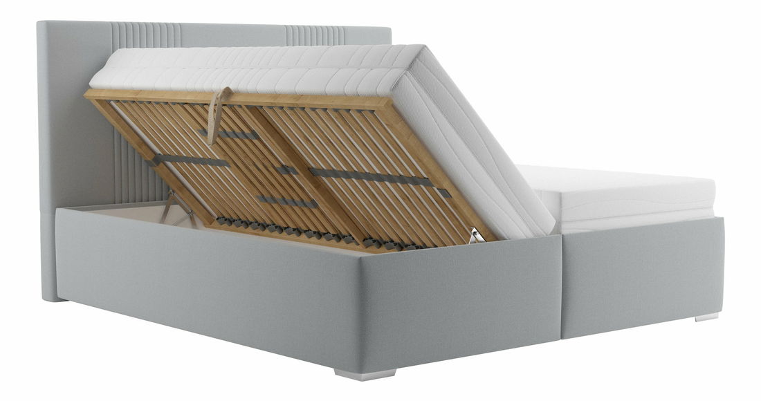 Pat matrimonial 180 cm Dannia (argintiu) (cu somieră)