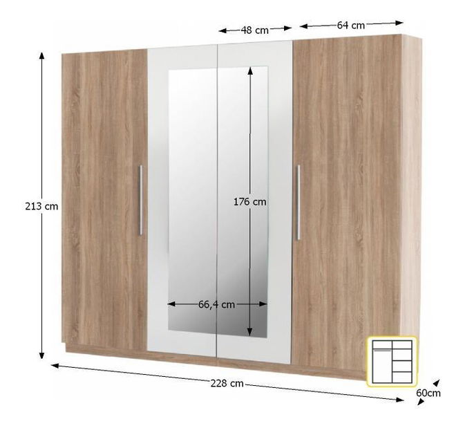 Šatníková skriňa Kami (dub sonoma)