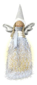 Látkový anjel so svietiacou sukienkou RXL 475 (sivá)