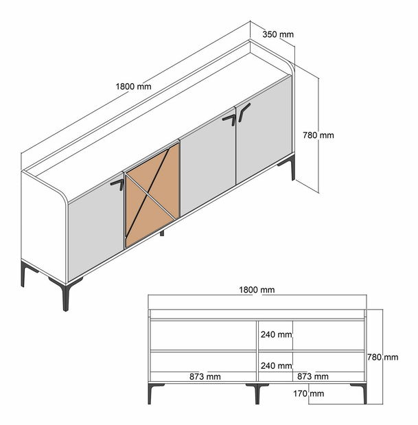 Dulap Venedikt (nuc + alb)