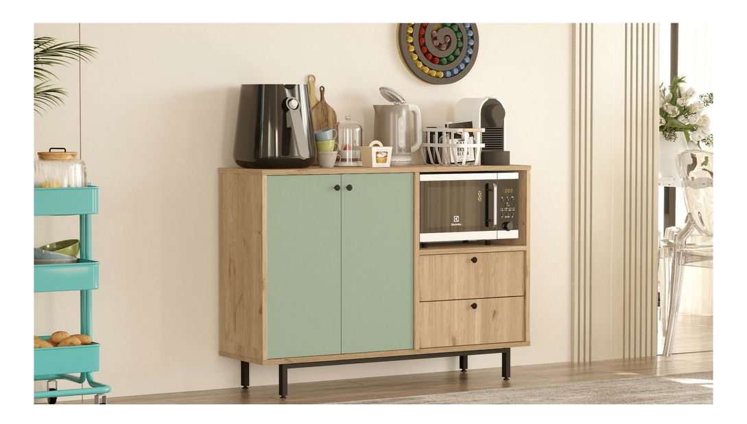 Comodă Rebutia 2 (stejar + verde)