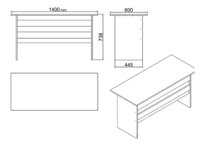 Set mobilier pentru birou Libepi 2 (stejar + negru) 