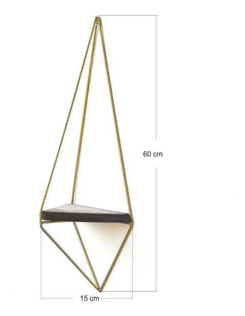 Dekoratívna nástenná polica Duvelo 9 (orech + zlatá) 