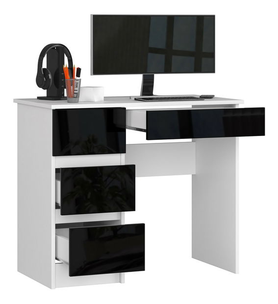 PC asztal Benicio II (fényes fekete)) (B)