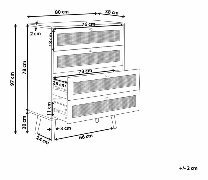 Comodă Perza (ratan deschis)