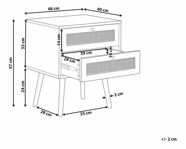 Éjjeliszekrény Perza (világos fa)