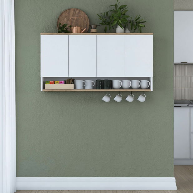 Dulap superior de bucătărie Jeano (nuc + alb)