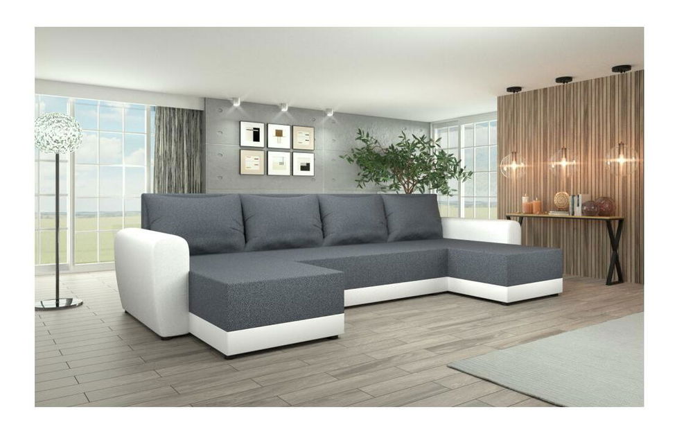 Rohová sedacia súprava U Debiera (sivá + biela)