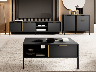 Set mobilier living III Botto (Antracit + Antracit + Auriu)