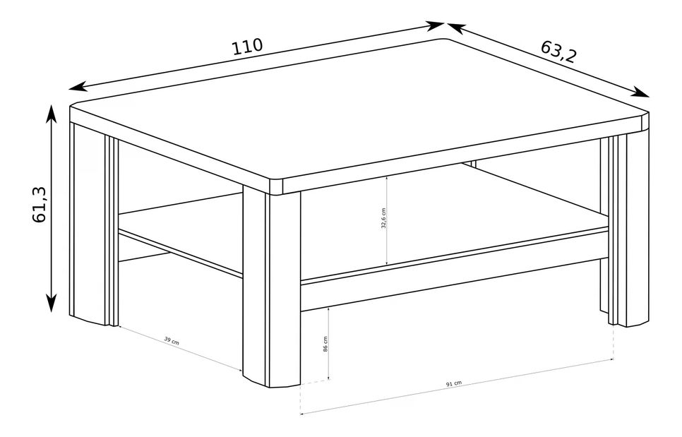 Dohányzóasztal Livia 13 (ribbeck tölgy + fényes fehér)