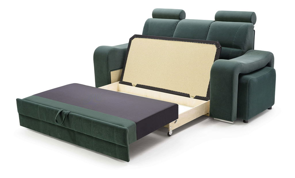 Pohovka trojsedačka Wendell (zelená) (s taburetkami)