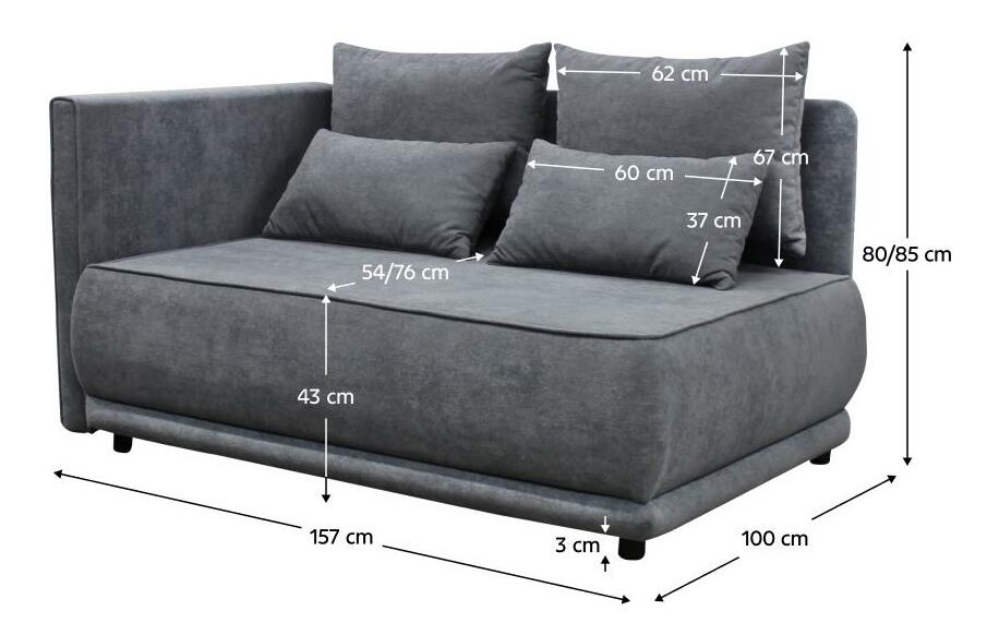 Canapea Lestat (gri) (S)