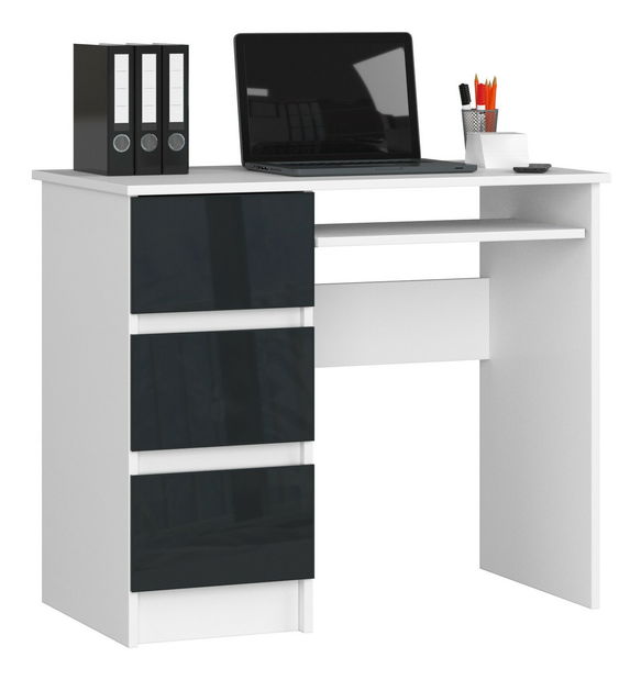 Masă PC Benicio (Alb + grafit lucios) (S)