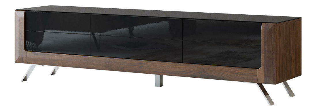 TV asztal/szekrény Kassie Typ 40 (fényes fekete + columbia dió)