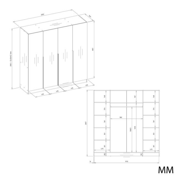 Šatníková skriňa Servirle 2 (kašmír)