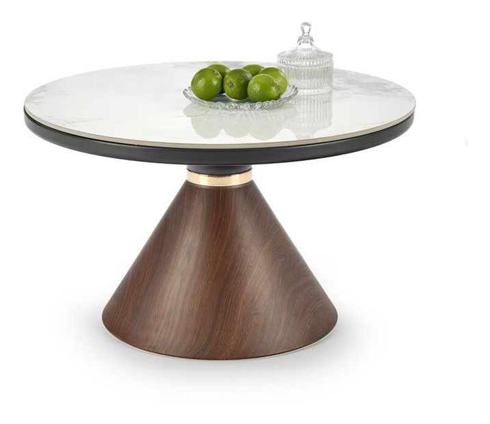 Stolić za kavu Gayle (bijeli mramor + orah + zlatna)