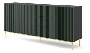 Komoda F 3D3S 200 Rowanna (crna + tamnozelena + zlatna)