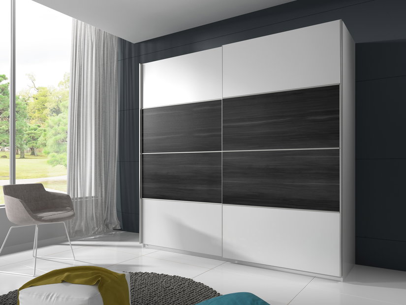 Šatníková skriňa Benson Typ 18 (biela + orech čierny)