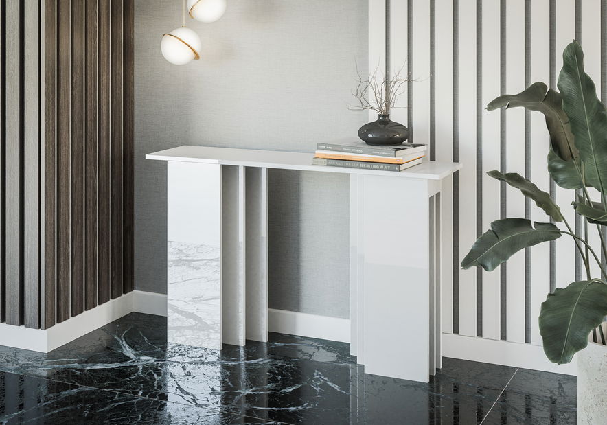 Konzolový stolík Marabo (lesk biely)