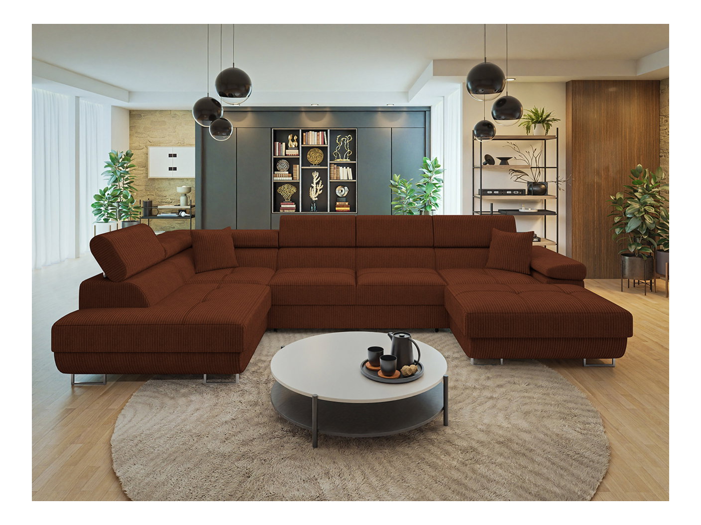 Rohová sedačka U Terazuro Bis S (oranžová) (s úl. priestorom) (L)