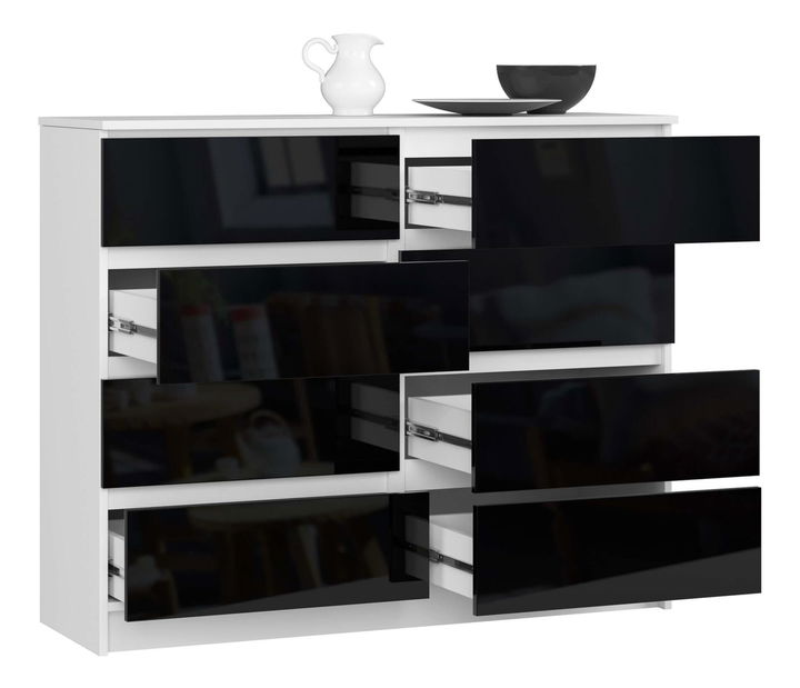 Komoda Kapil II (bijela + crni sjaj)