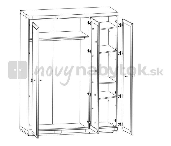 Šatníková skriňa BRW Oregon SZF3D (Dub Canterbury)