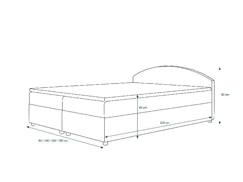 Franciaágy Boxspring 140 cm Orlando Comfort (minta + sötétbarna) (matraccal és tárolóhellyel)