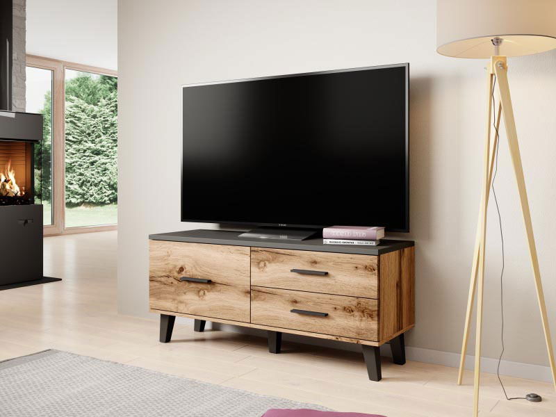TV stolík Lester (čierna + dub wotan)