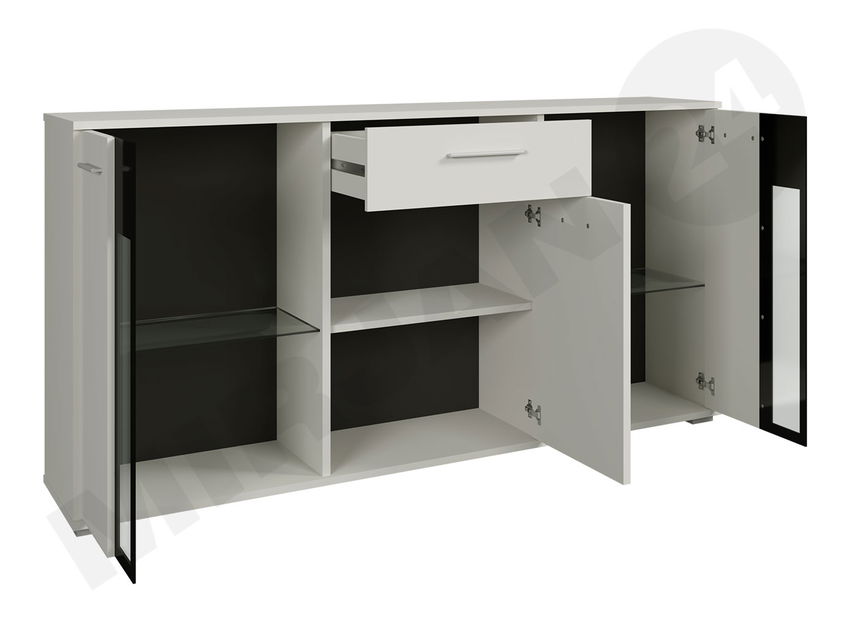 Comodă Fletcher (stejar artisan + Alb) (iluminat LED)