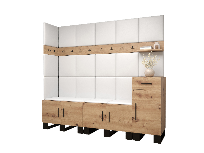 Set mobilier pentru hol Amanda 9 (Stejar artisan + Alb)