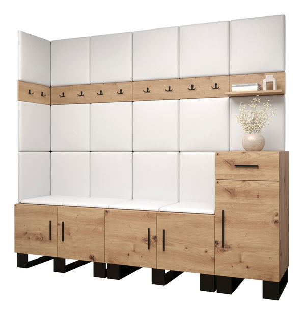 Set mobilier pentru hol Amanda 9 (Stejar artisan + Alb)