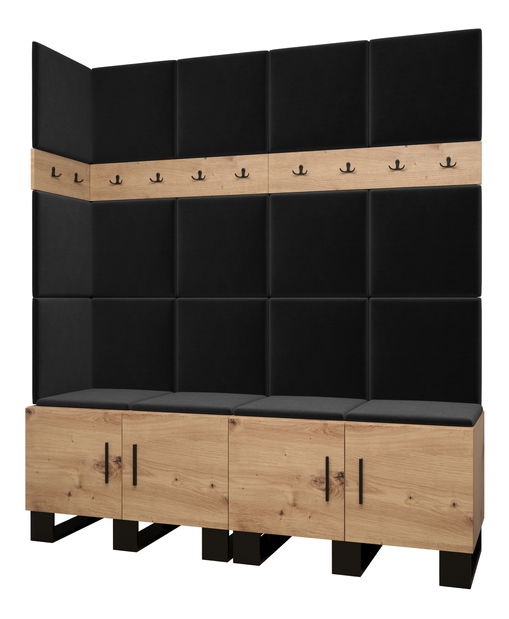 Set za predsoblje Amanda 12 (hrast artisan + crna)