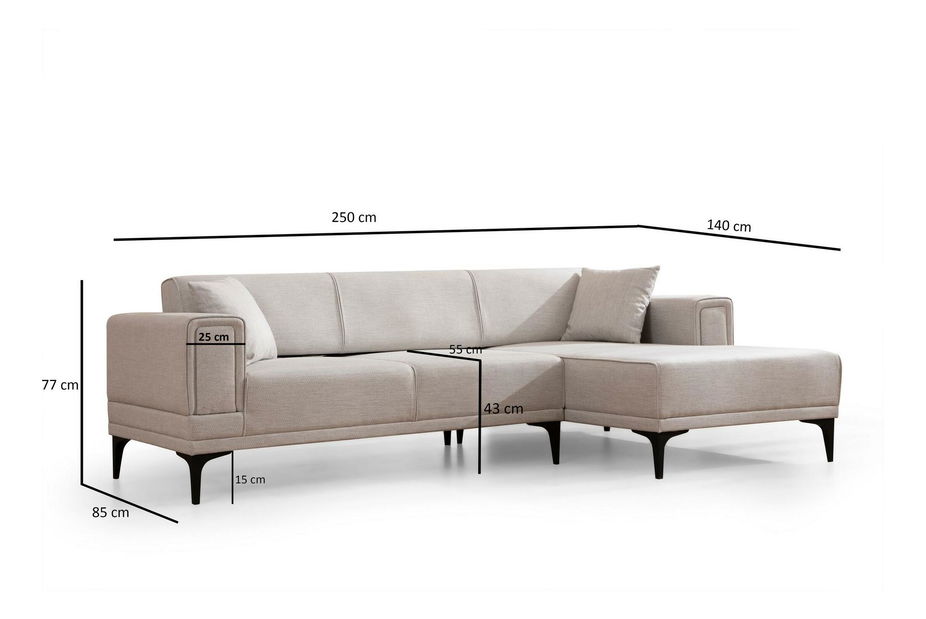 Rohová sedačka Horazotta (P) (ecru + čierna)