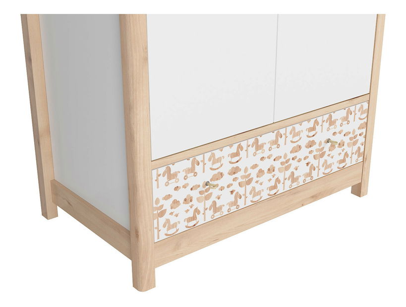 Šatníková skriňa BRW Timon SZF2D1S (buk iconic + biela + koníky + biela)