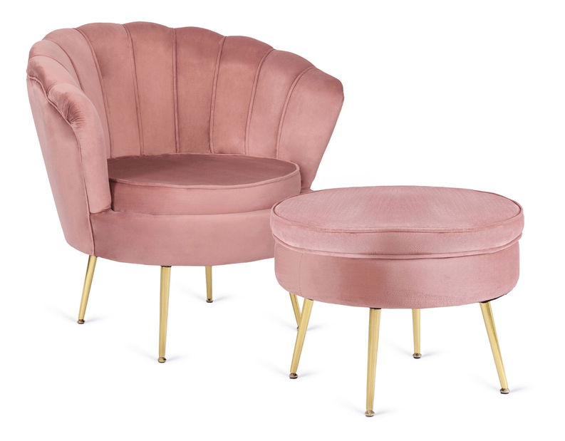 Fotoliu Guarida (roz) (cu taburete)